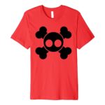 skull and crossbones on a red t-shirt