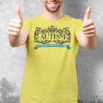 man wearing autism design on lemon t-shirt