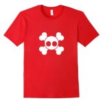 skull and crossbones on red tshirt