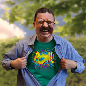 Teddy Roosevelt with Green POW! t shirt